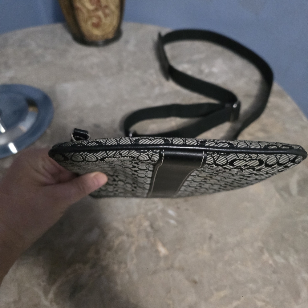 Coach Signature Canvas and Leather Black and Gray Crossbody Bag - Picture 9 of 10